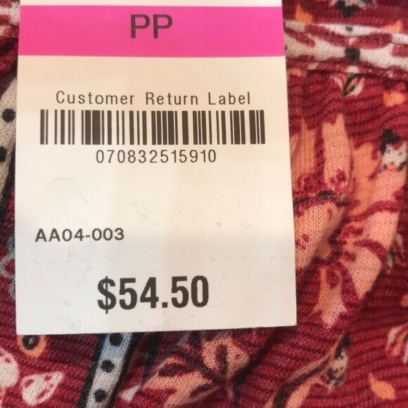 Style & Co Petite Printed Peasant Top women’s size PP - Picture 4 of 5